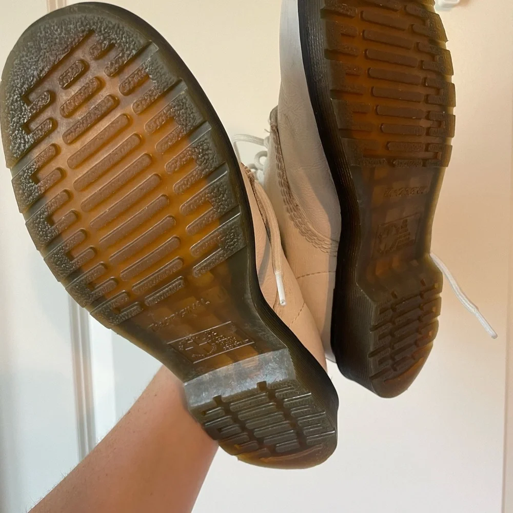 Dr. Martens White Combat Boots with Chunky Sole - Picture 3 of 5